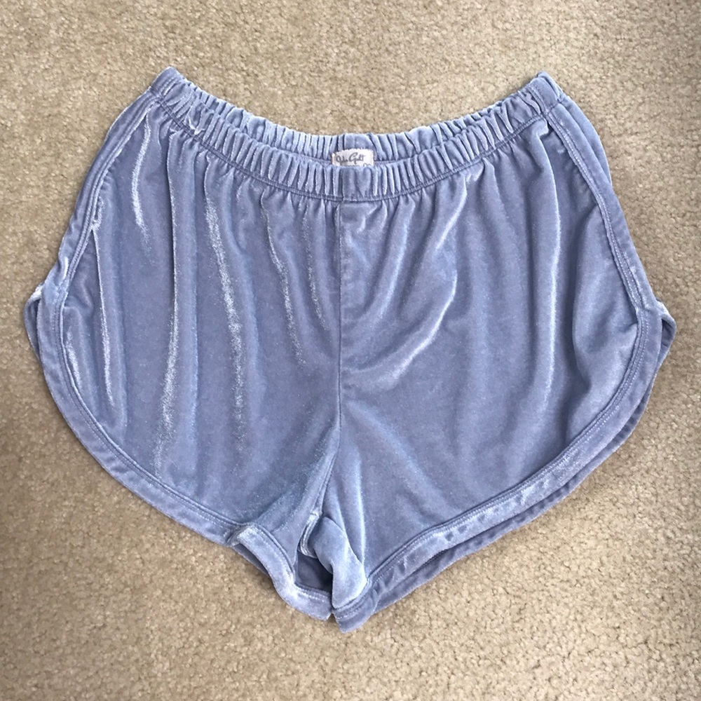 BRANDY MELVILLE BLUE VELVET SHORTS